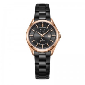 Alexandre Christie AC 8675 Rosegold Black Lady Datejust LDBBRBA